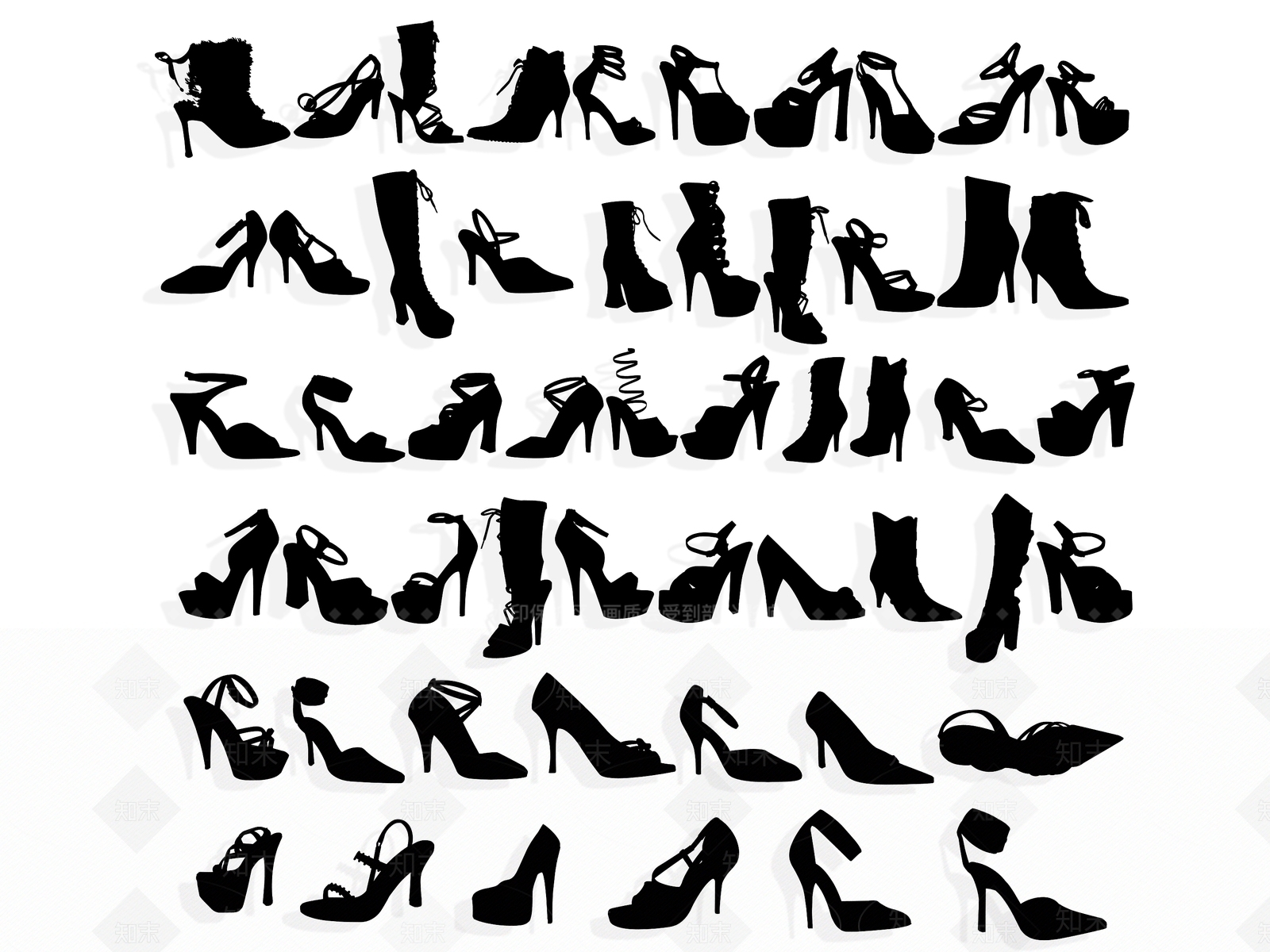 现代鞋子剪影墙饰3D模型下载【ID:1152154159】