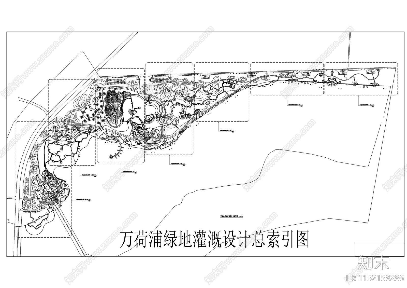 万荷浦绿地灌溉平面图cad施工图下载【ID:1152158286】