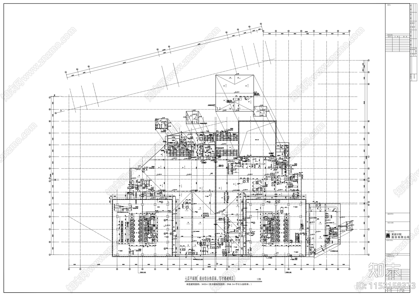 3层地产商业广场建筑cad施工图下载【ID:1152158373】