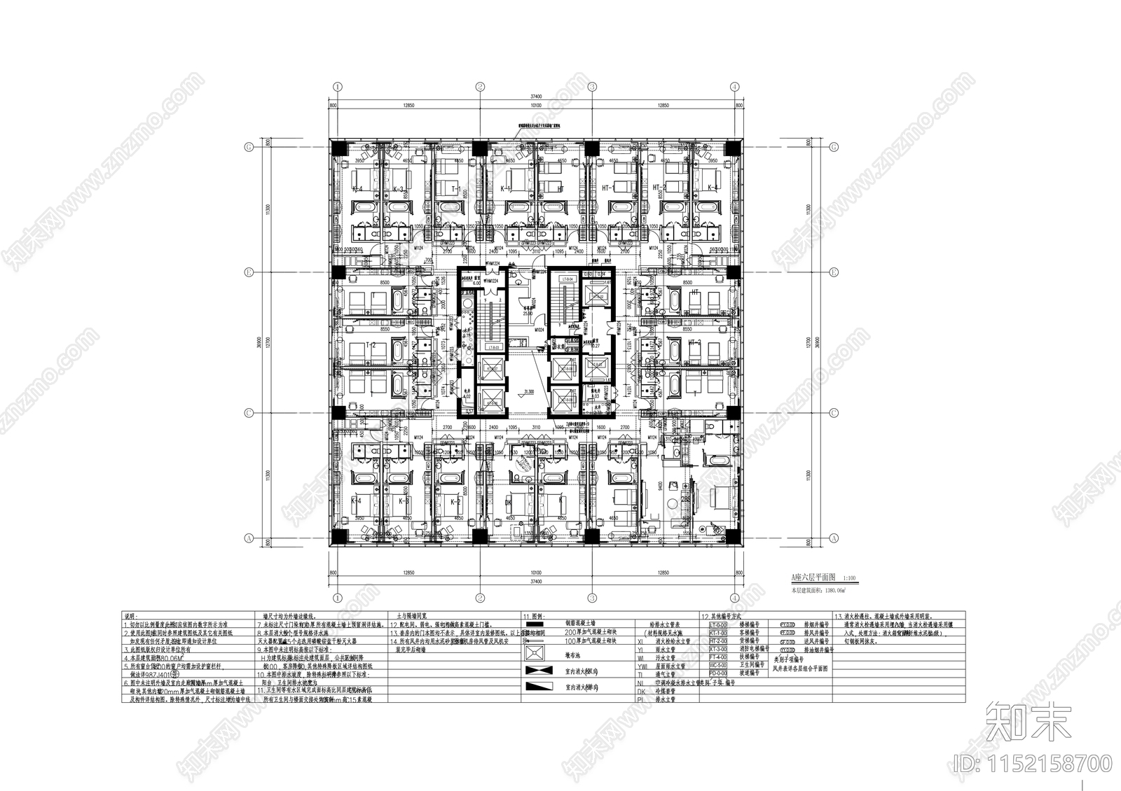 19层商业大厦建筑cad施工图下载【ID:1152158700】