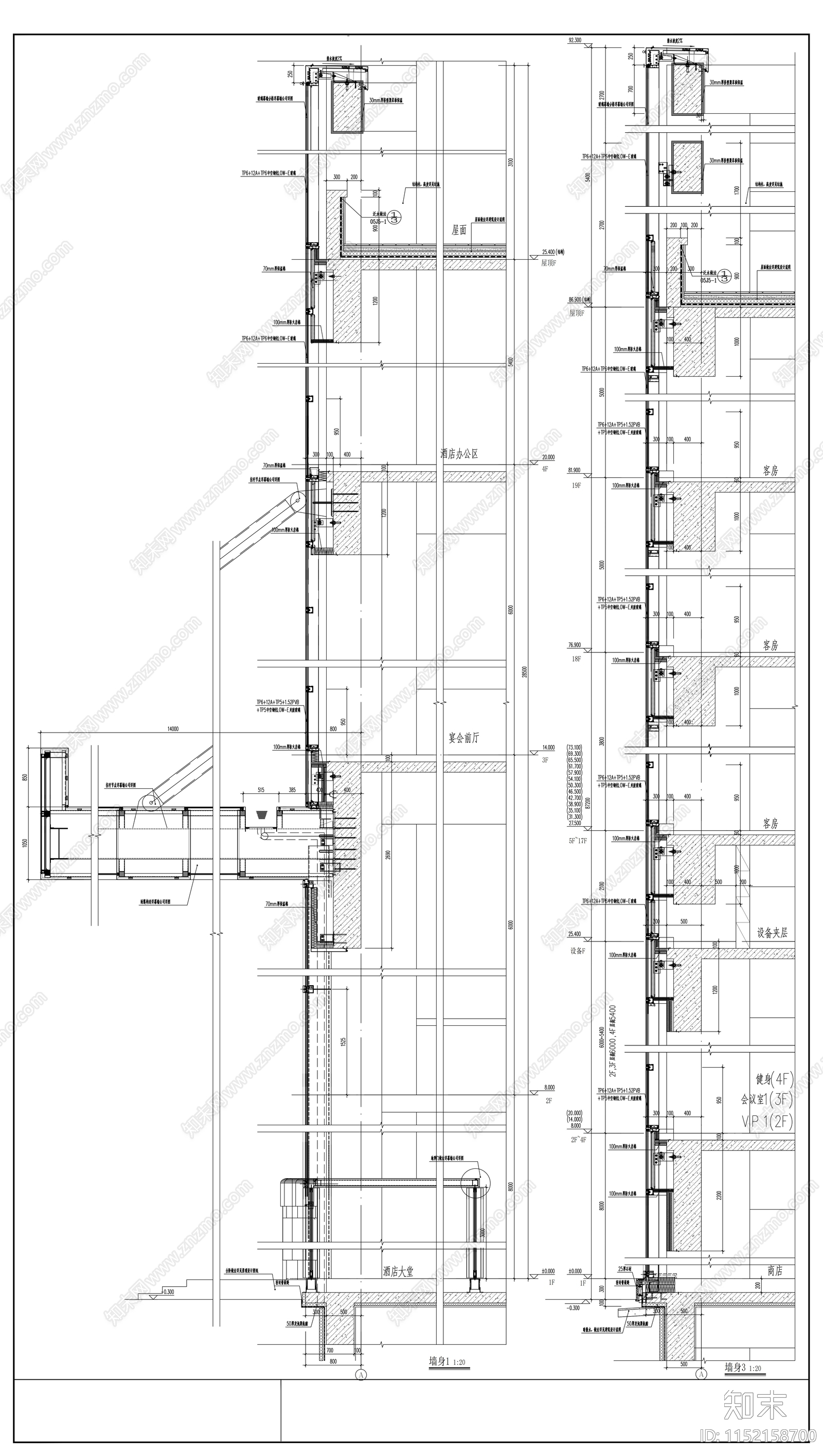 19层商业大厦建筑cad施工图下载【ID:1152158700】