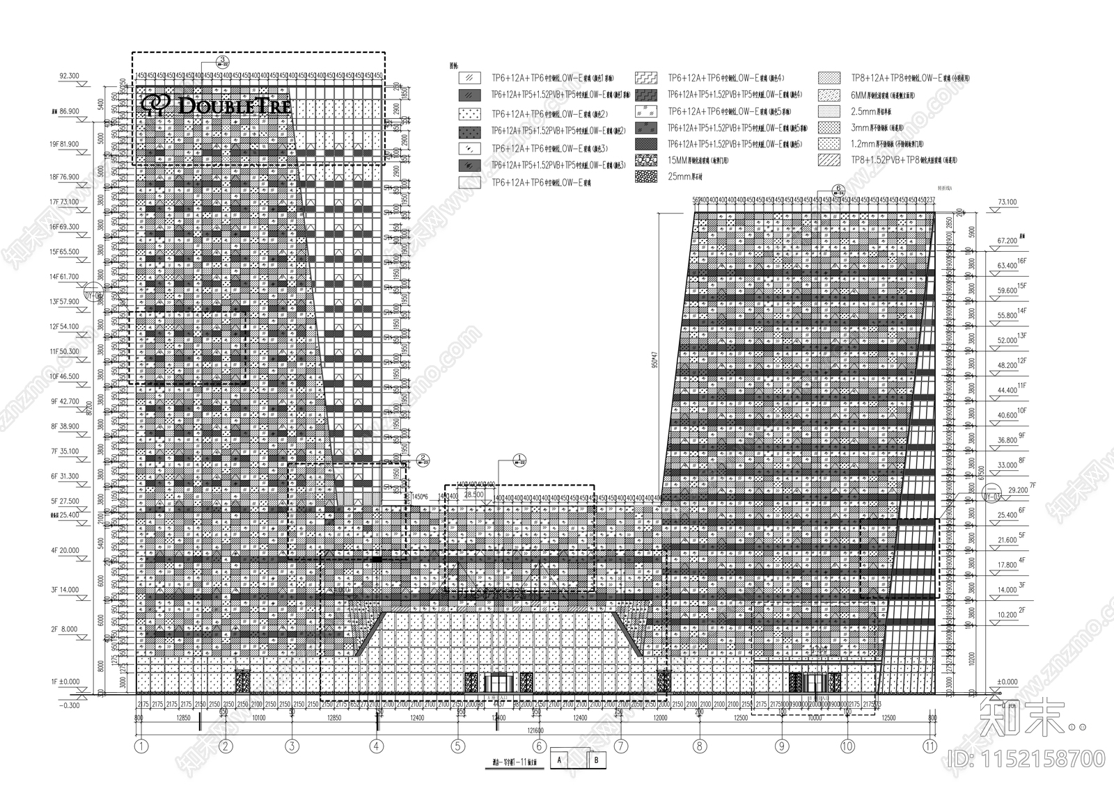 19层商业大厦建筑cad施工图下载【ID:1152158700】