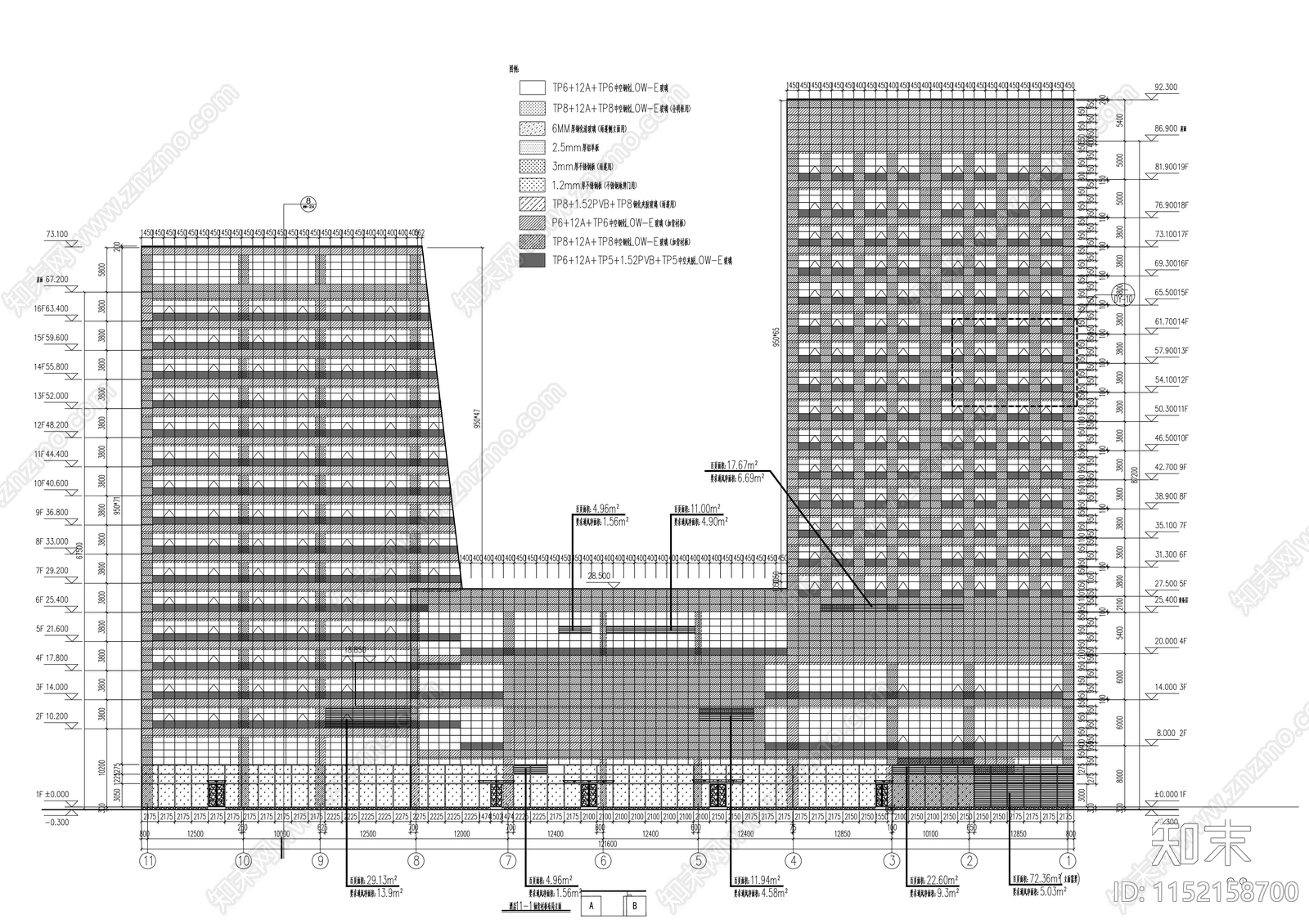 19层商业大厦建筑cad施工图下载【ID:1152158700】