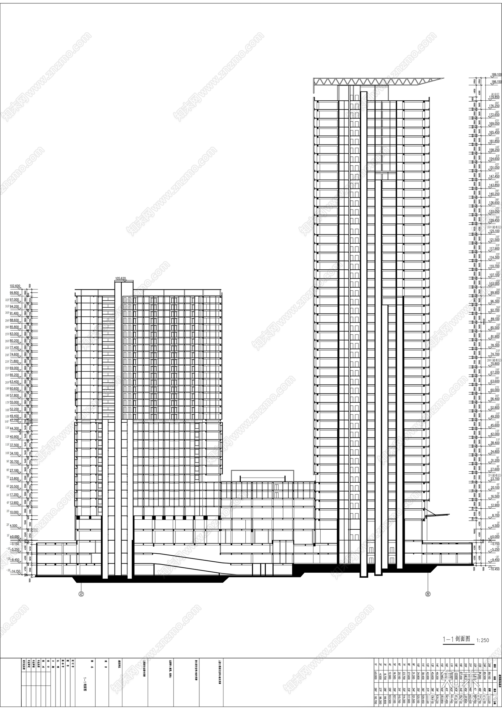 49层玻璃幕墙办公楼建筑cad施工图下载【ID:1152158812】