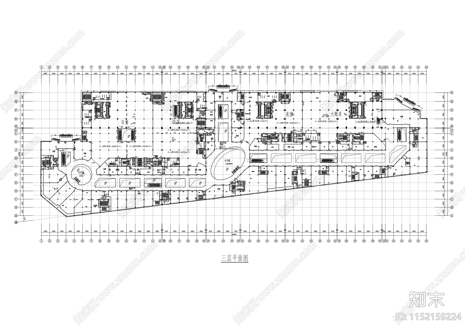 超高层带中庭商业综合楼建筑cad施工图下载【ID:1152159224】