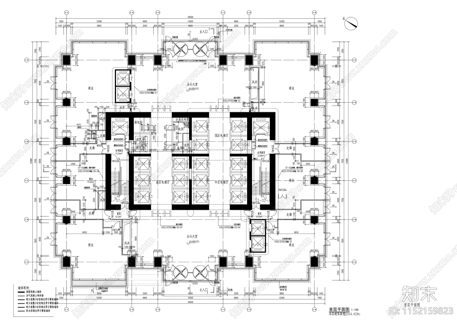 大型超高层商业广场建筑cad施工图下载【ID:1152159823】