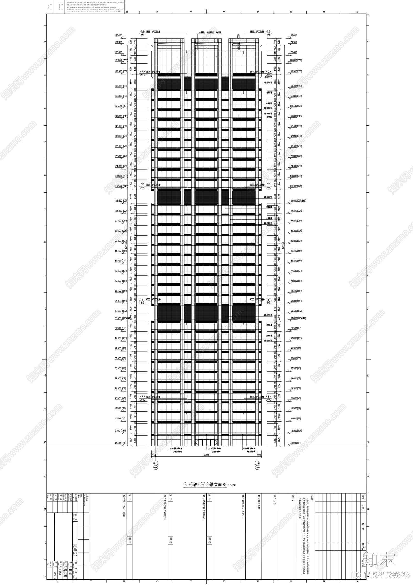 大型超高层商业广场建筑cad施工图下载【ID:1152159823】