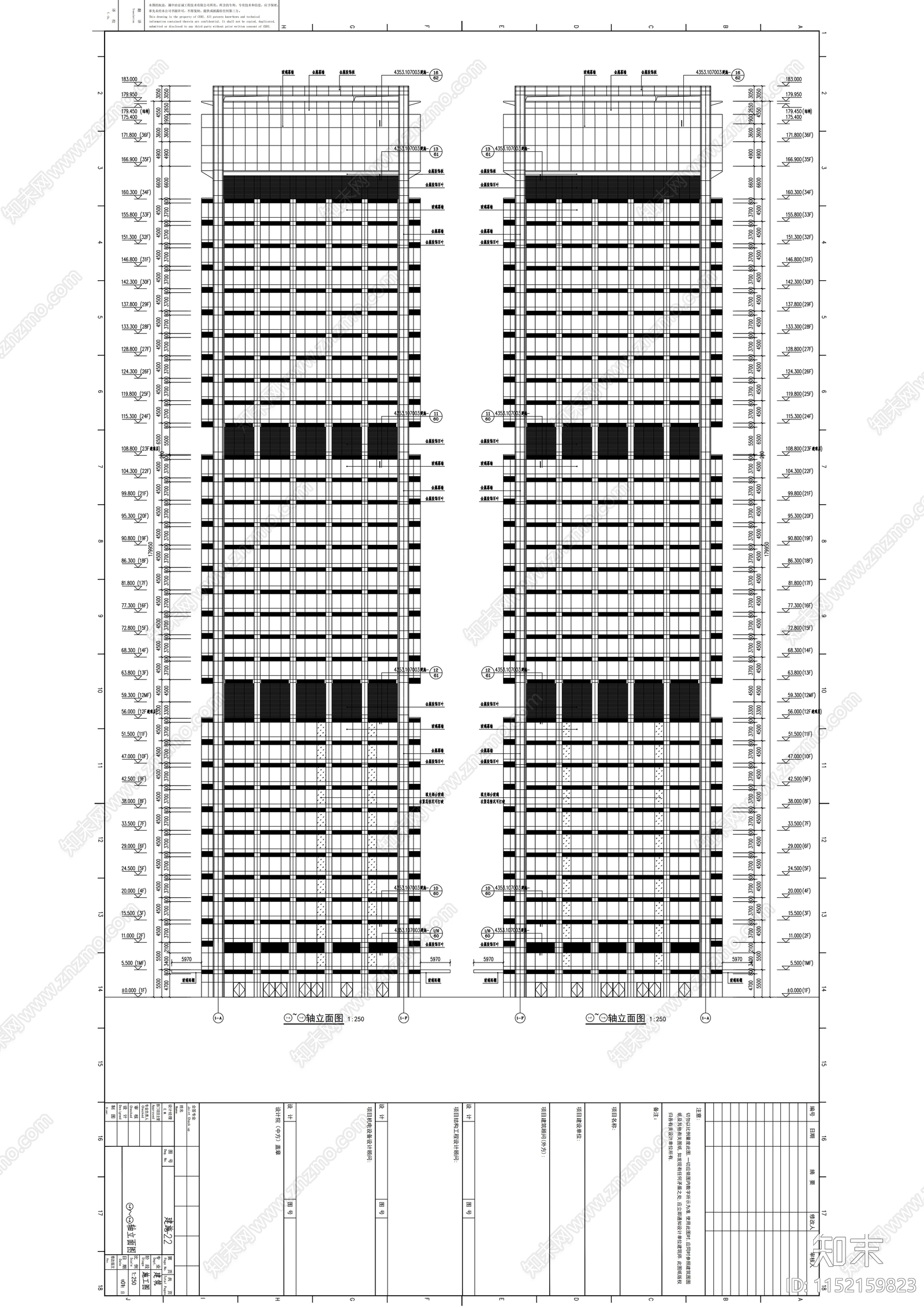 大型超高层商业广场建筑cad施工图下载【ID:1152159823】