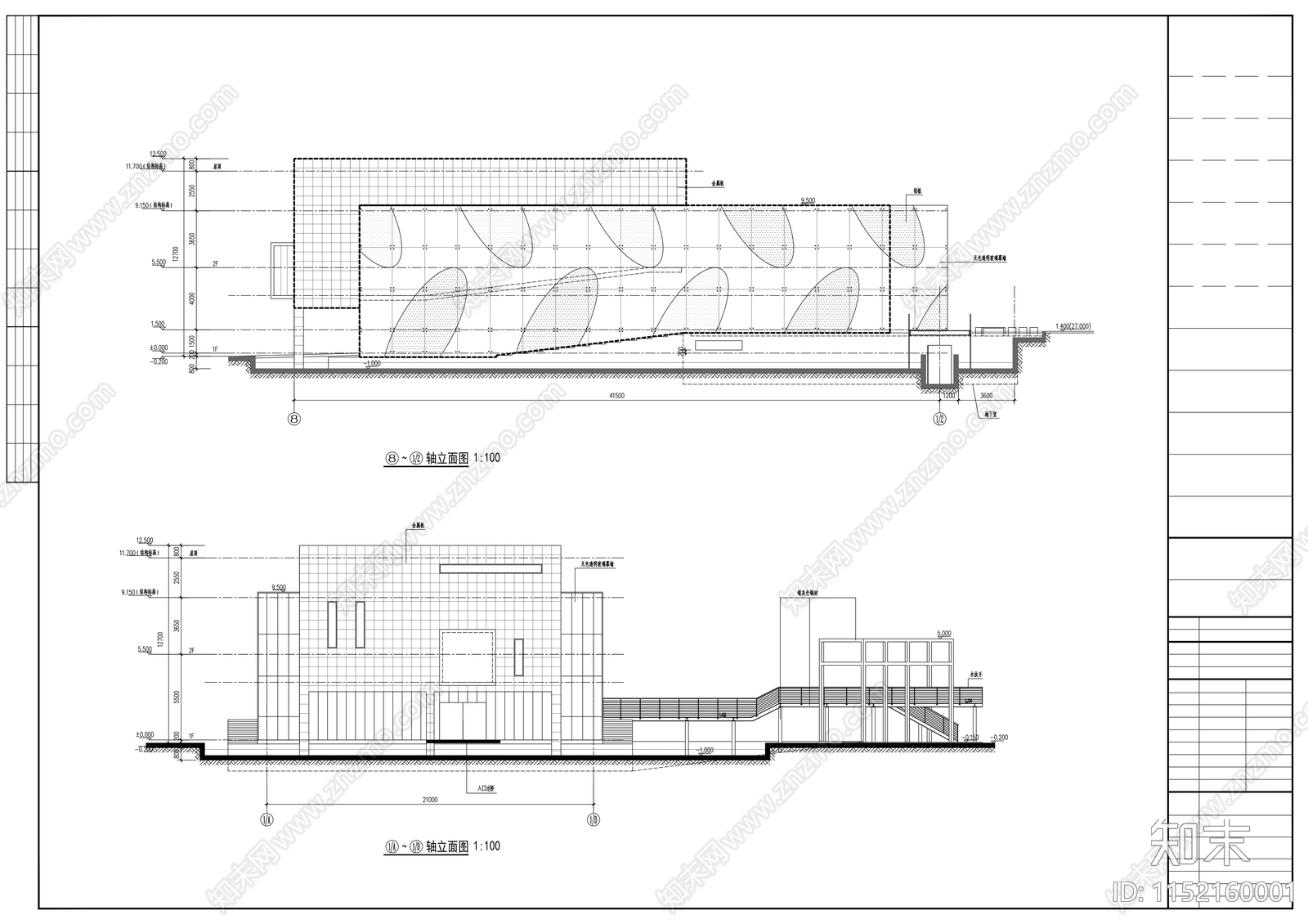 多层现代风格售楼建筑cad施工图下载【ID:1152160001】