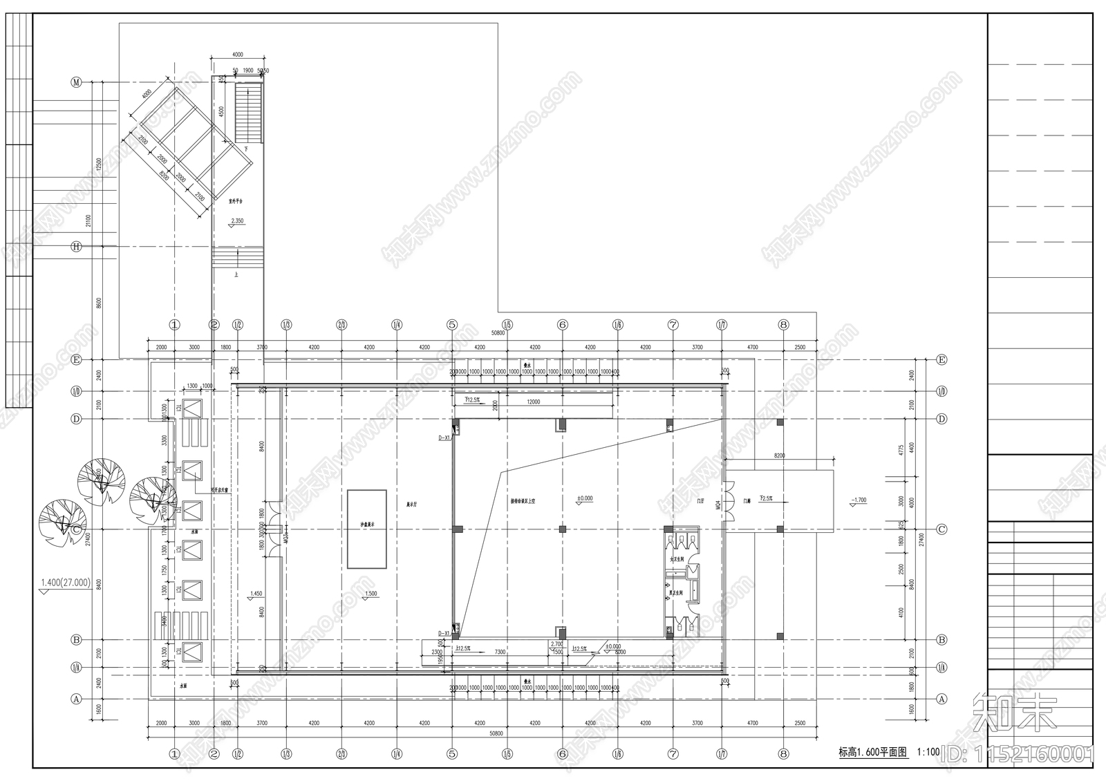 多层现代风格售楼建筑cad施工图下载【ID:1152160001】