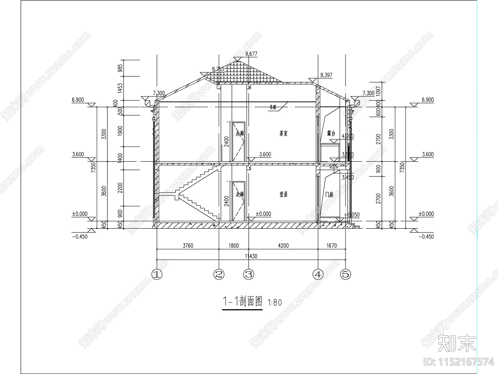 新中式两层独栋别墅建筑施工图下载【ID:1152167574】