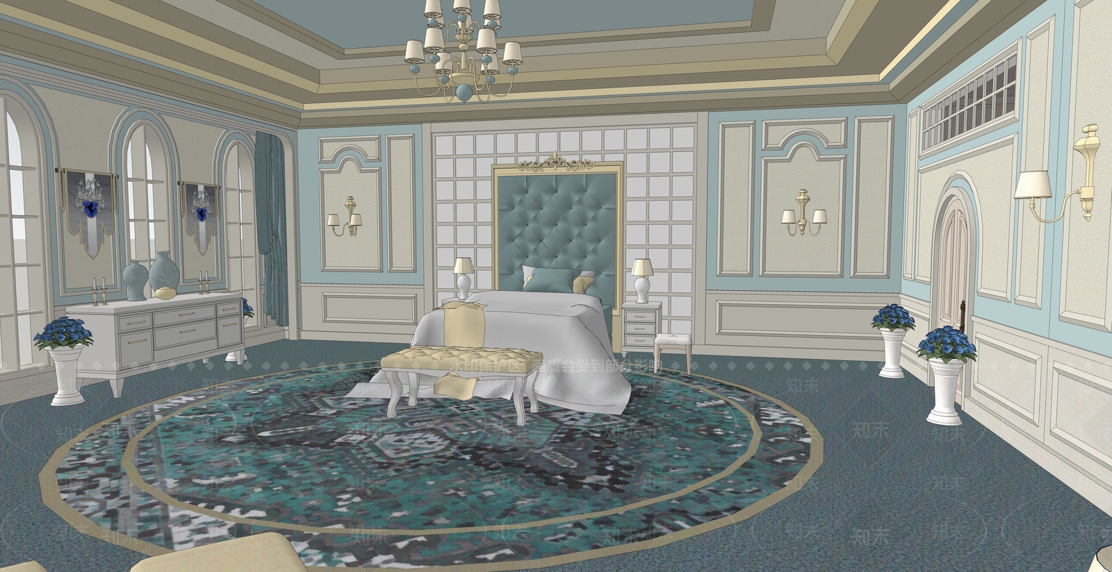 欧式秘密花园卧室SU模型下载【ID:1152163333】