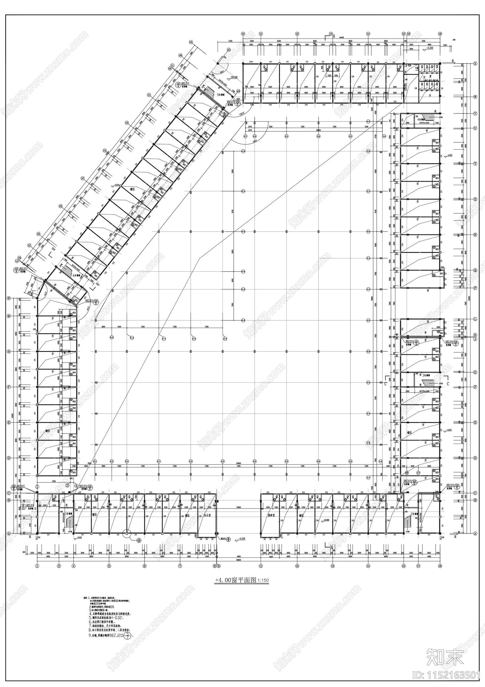 经济联合社农贸市场建筑cad施工图下载【ID:1152163501】