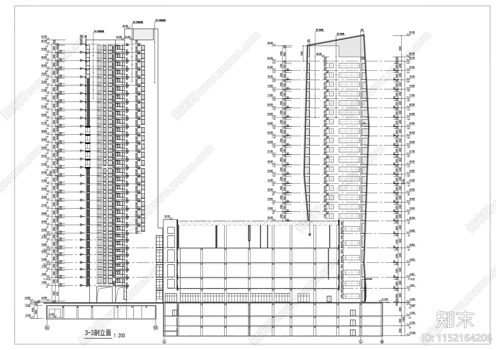 商业综合楼建筑cad施工图下载【ID:1152164206】