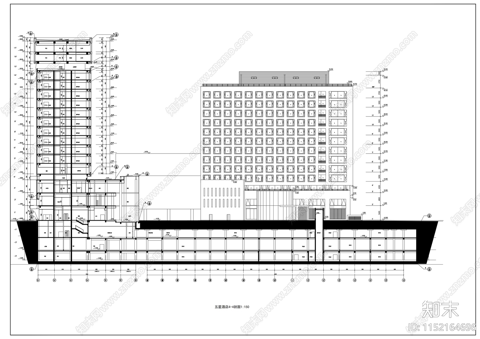 十七层商业综合楼建筑cad施工图下载【ID:1152164696】