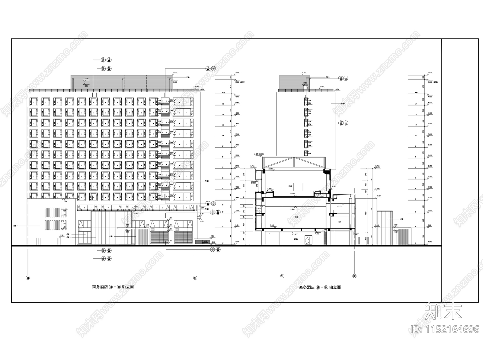 十七层商业综合楼建筑cad施工图下载【ID:1152164696】