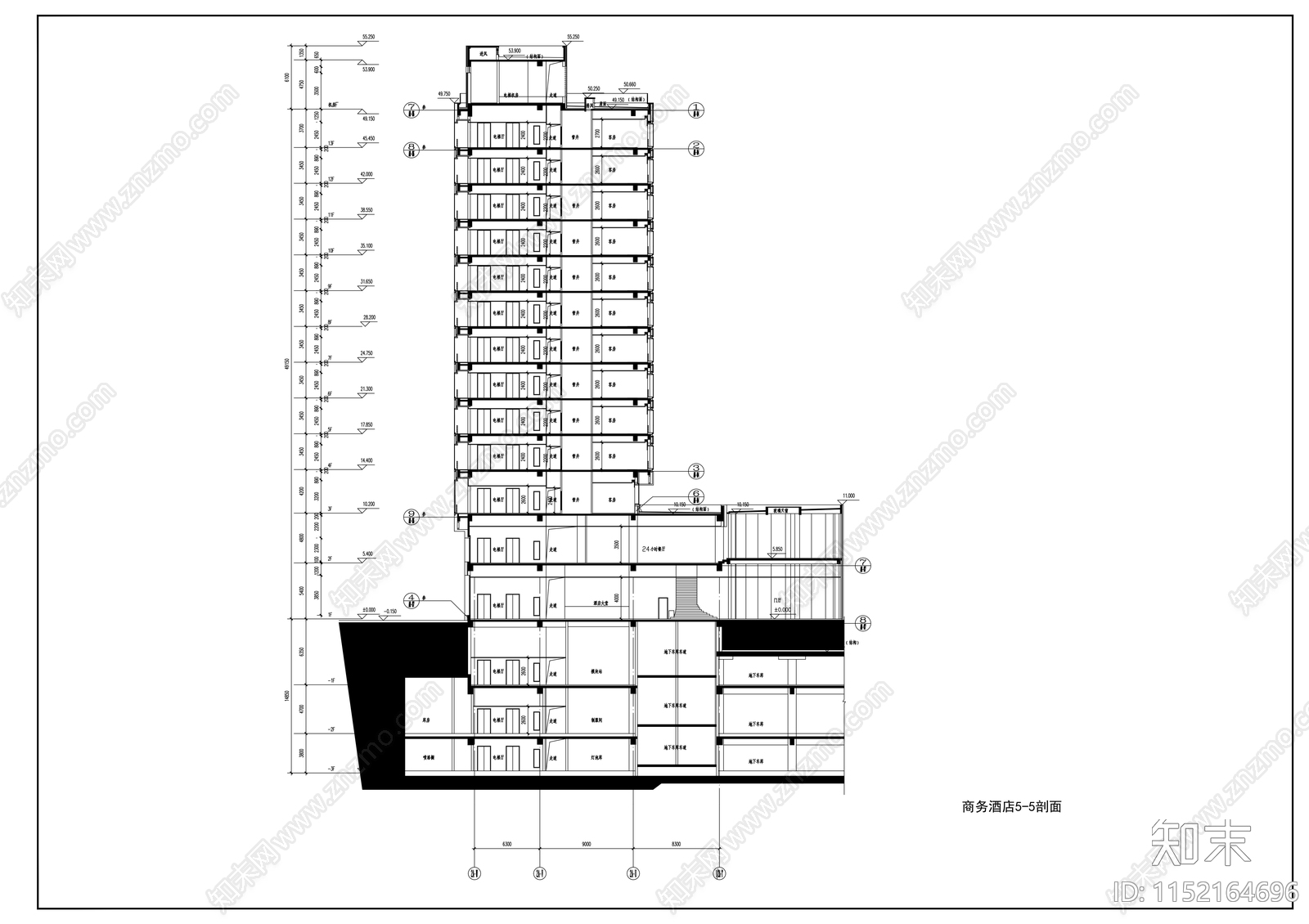 十七层商业综合楼建筑cad施工图下载【ID:1152164696】