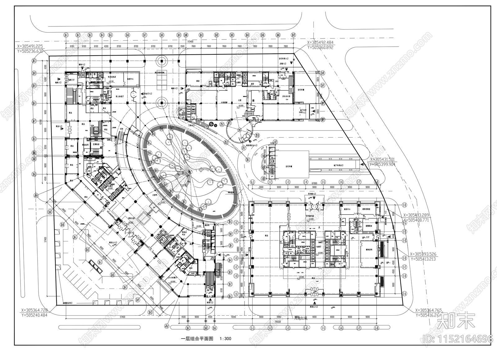 十七层商业综合楼建筑cad施工图下载【ID:1152164696】