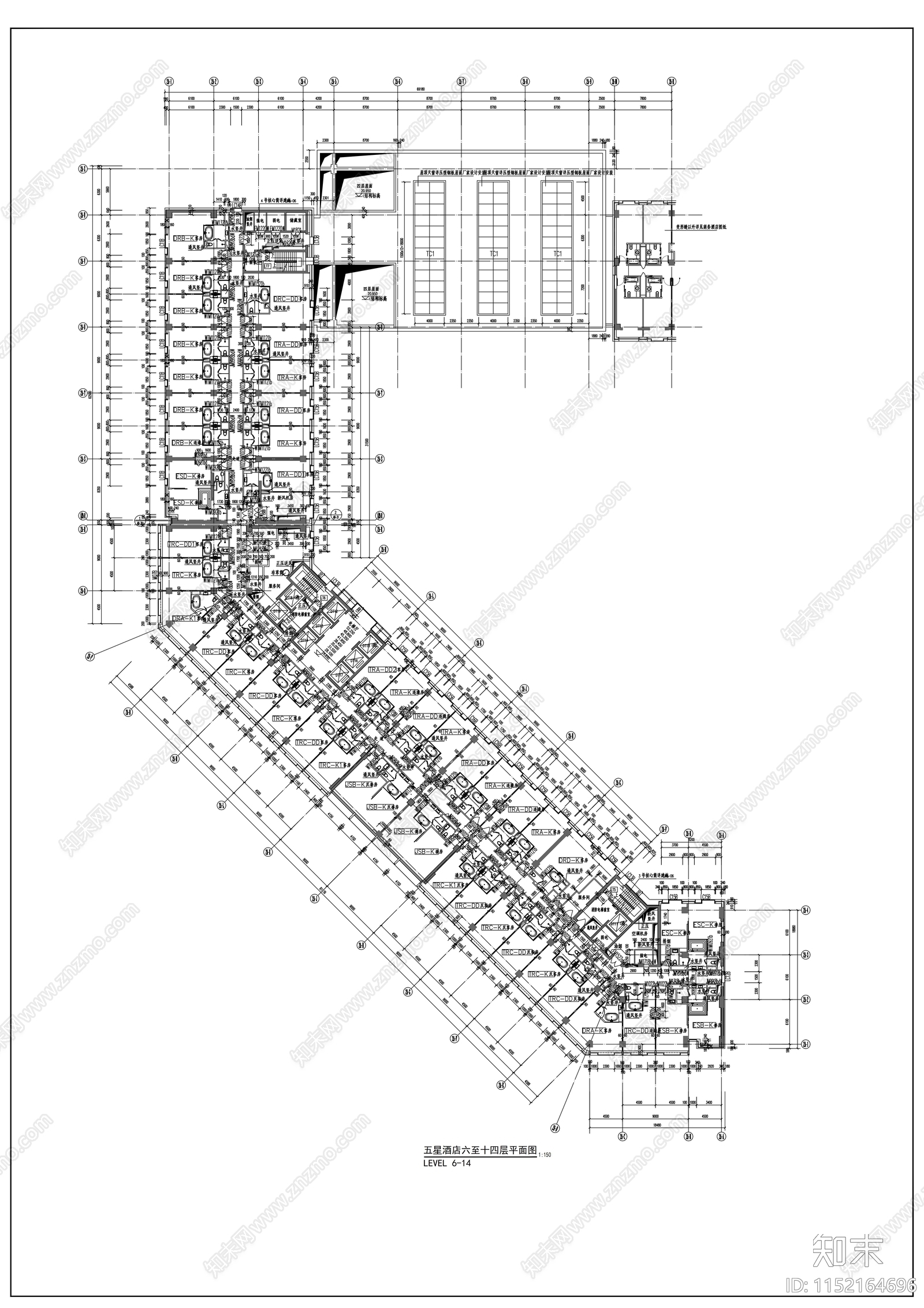 十七层商业综合楼建筑cad施工图下载【ID:1152164696】