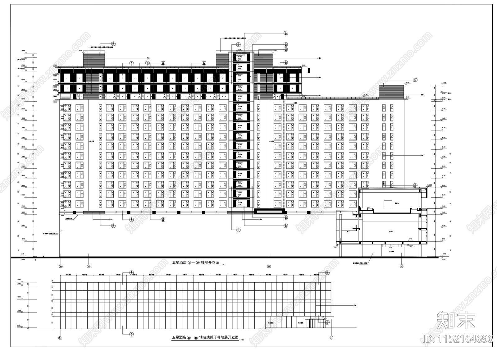 十七层商业综合楼建筑cad施工图下载【ID:1152164696】