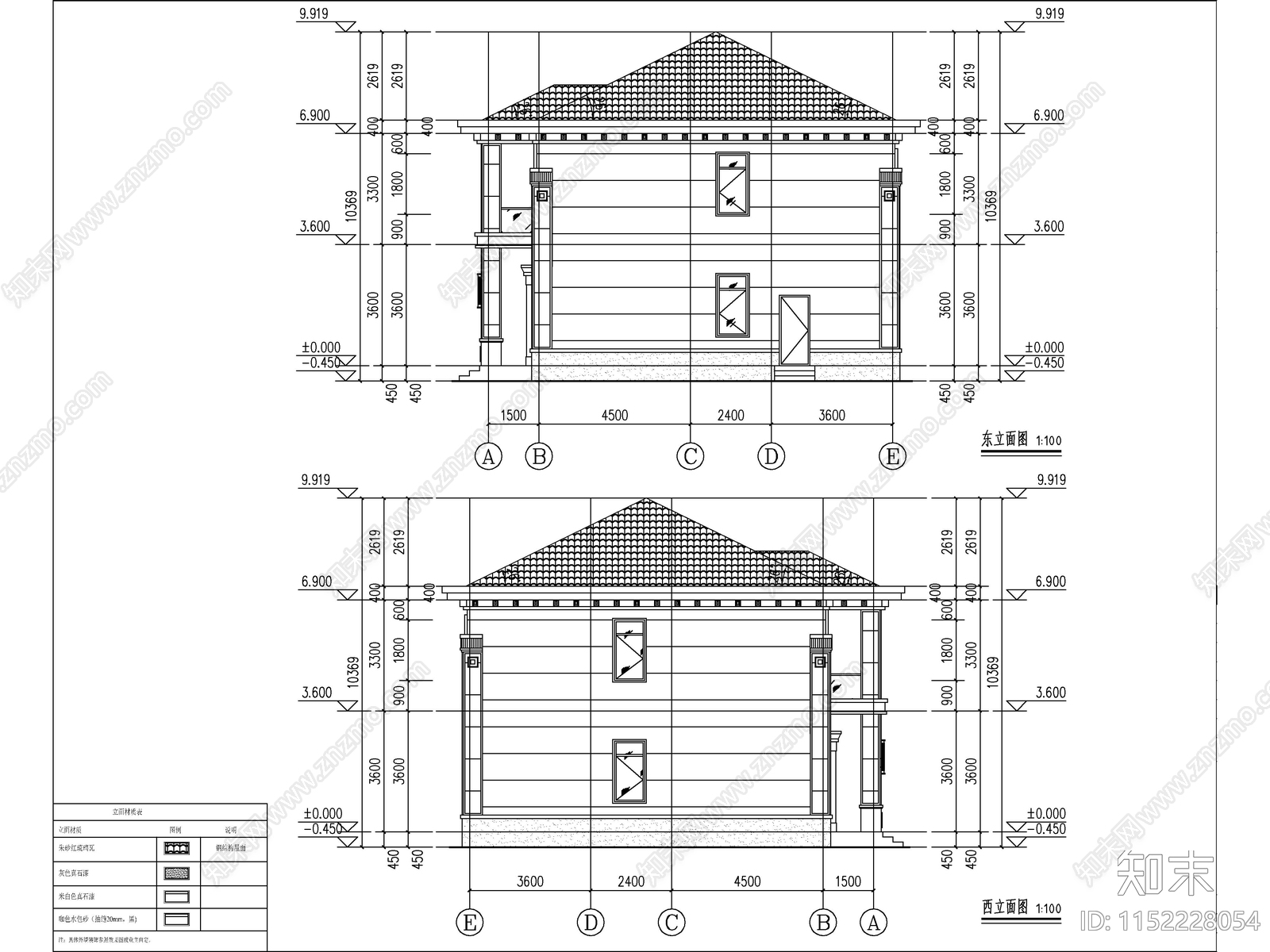 新中式两层独栋别墅建筑施工图下载【ID:1152228054】