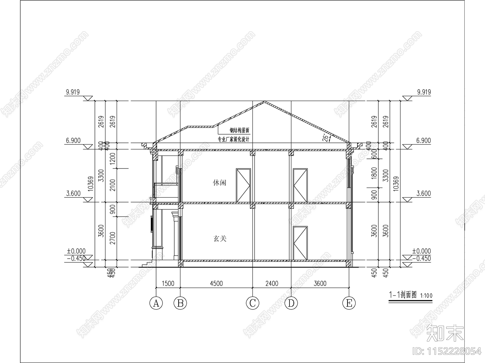 新中式两层独栋别墅建筑施工图下载【ID:1152228054】