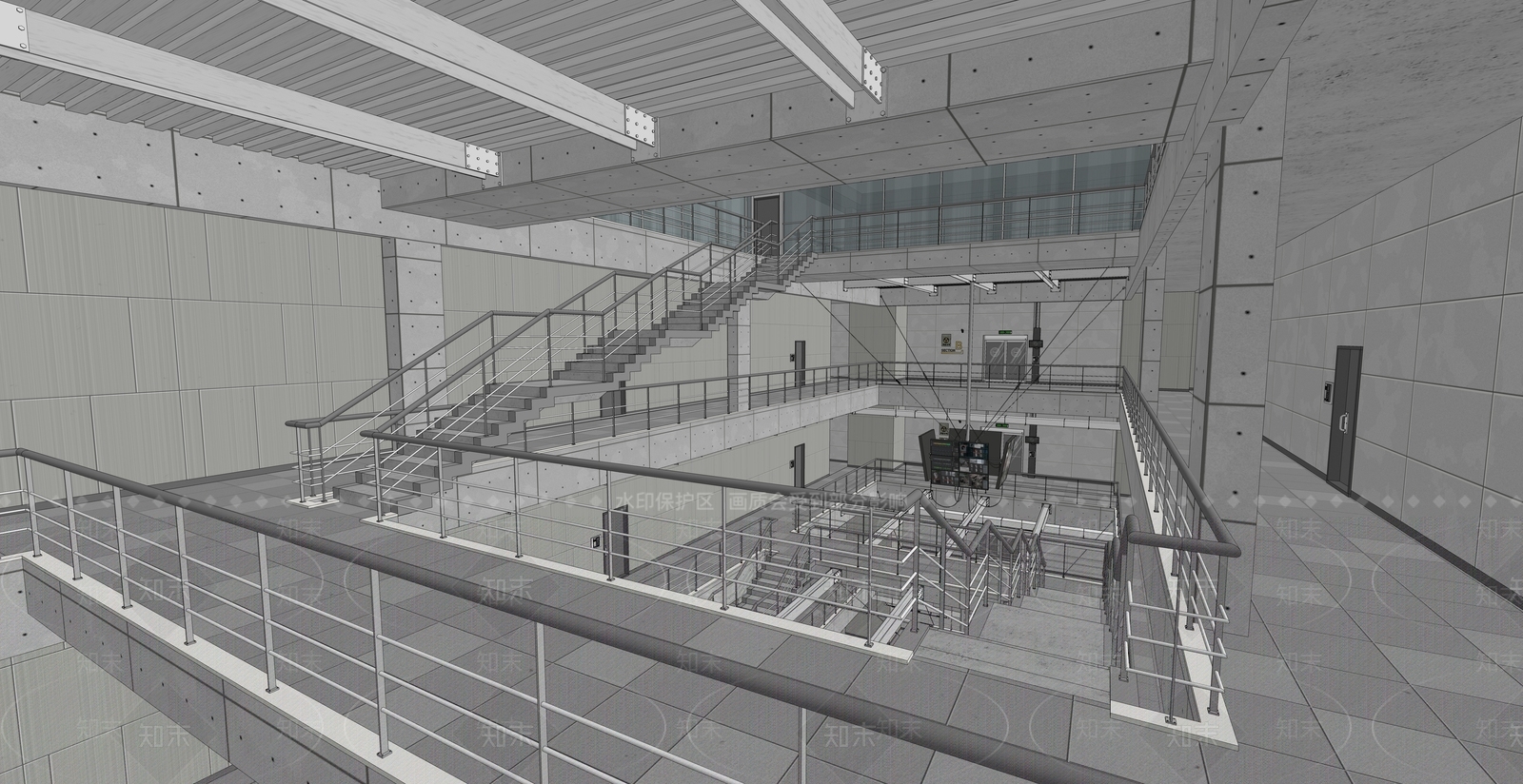 工业黑客中央大厅SU模型下载【ID:1152164822】