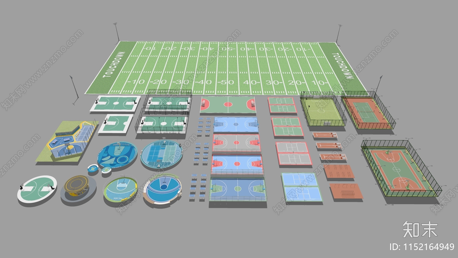 现代篮球场SU模型下载【ID:1152164949】