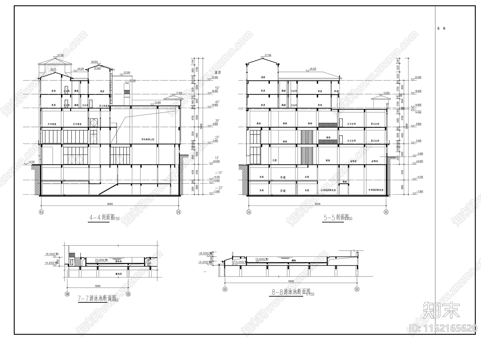 现代风格多层商业建筑cad施工图下载【ID:1152165620】