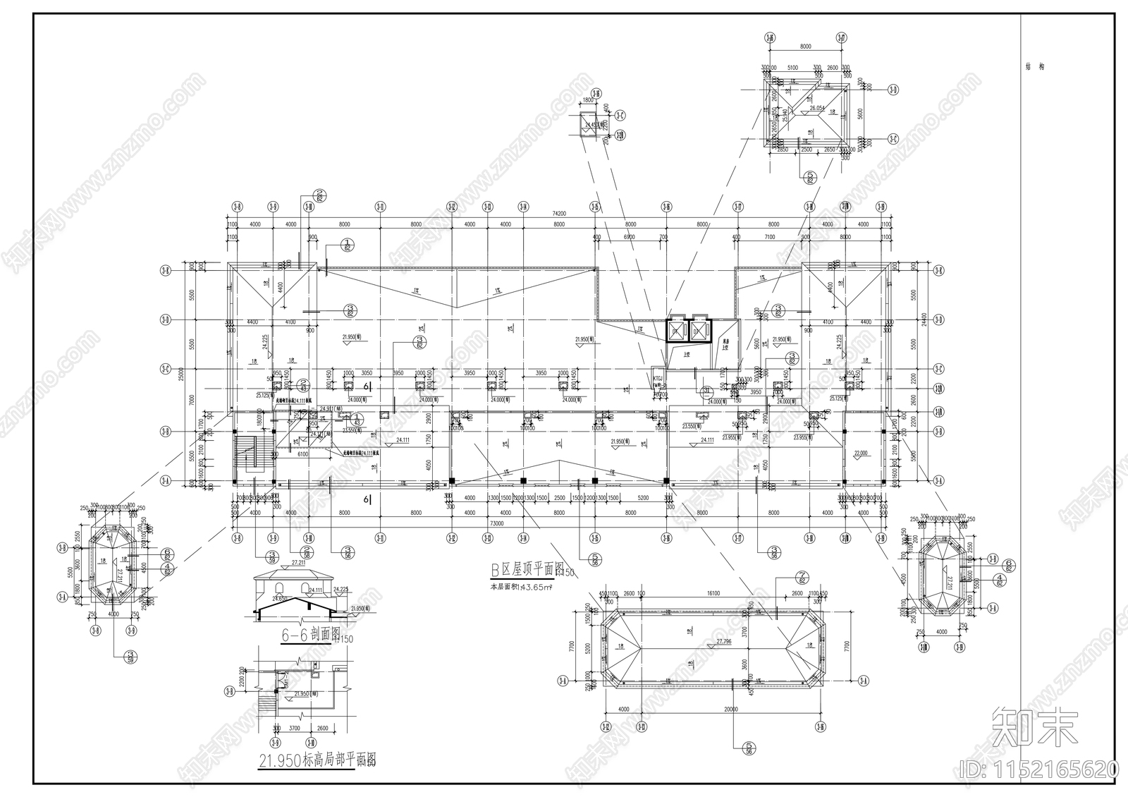 现代风格多层商业建筑cad施工图下载【ID:1152165620】