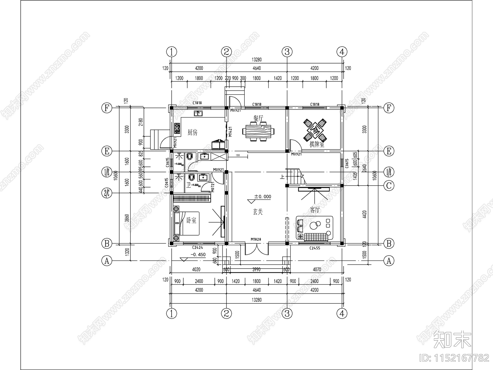 欧式三层独栋别墅建筑cad施工图下载【ID:1152167782】