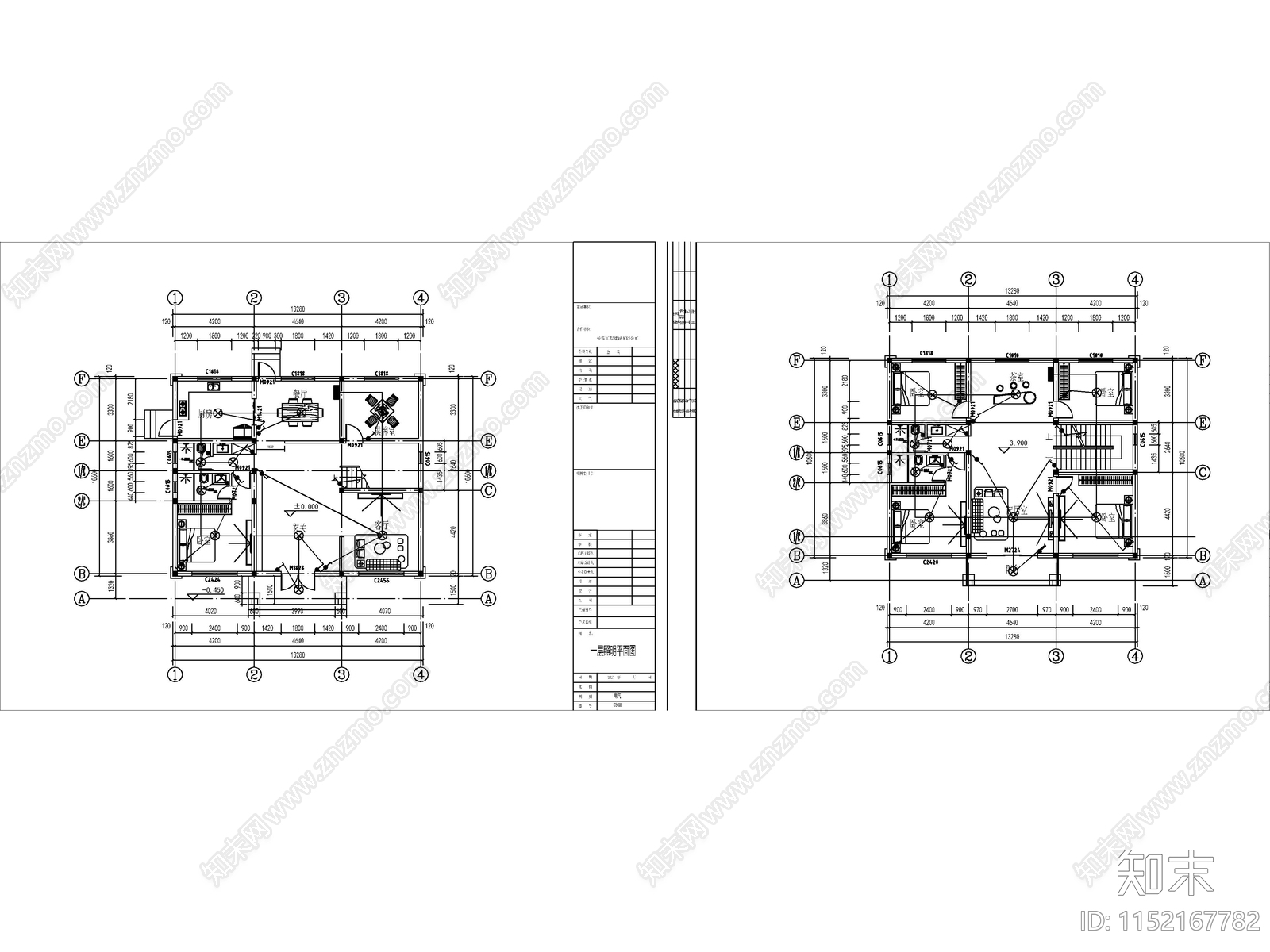 欧式三层独栋别墅建筑cad施工图下载【ID:1152167782】