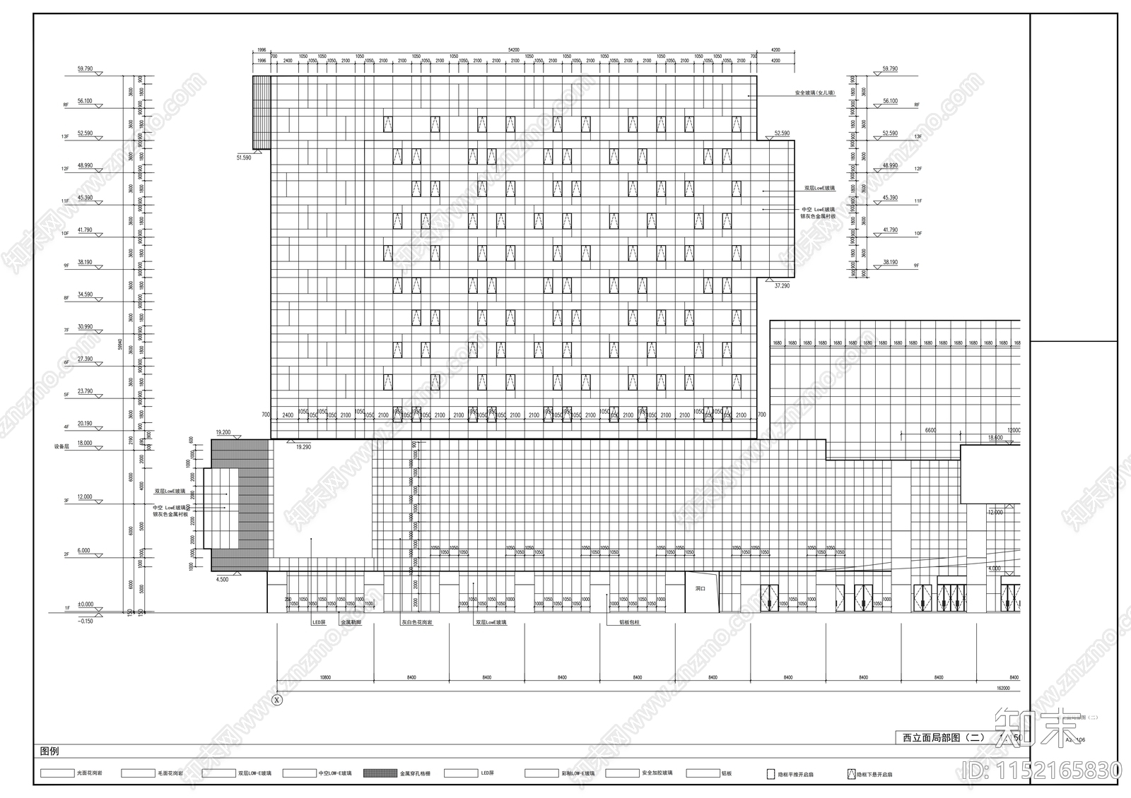 现代风格三十九层商业广场建筑cad施工图下载【ID:1152165830】