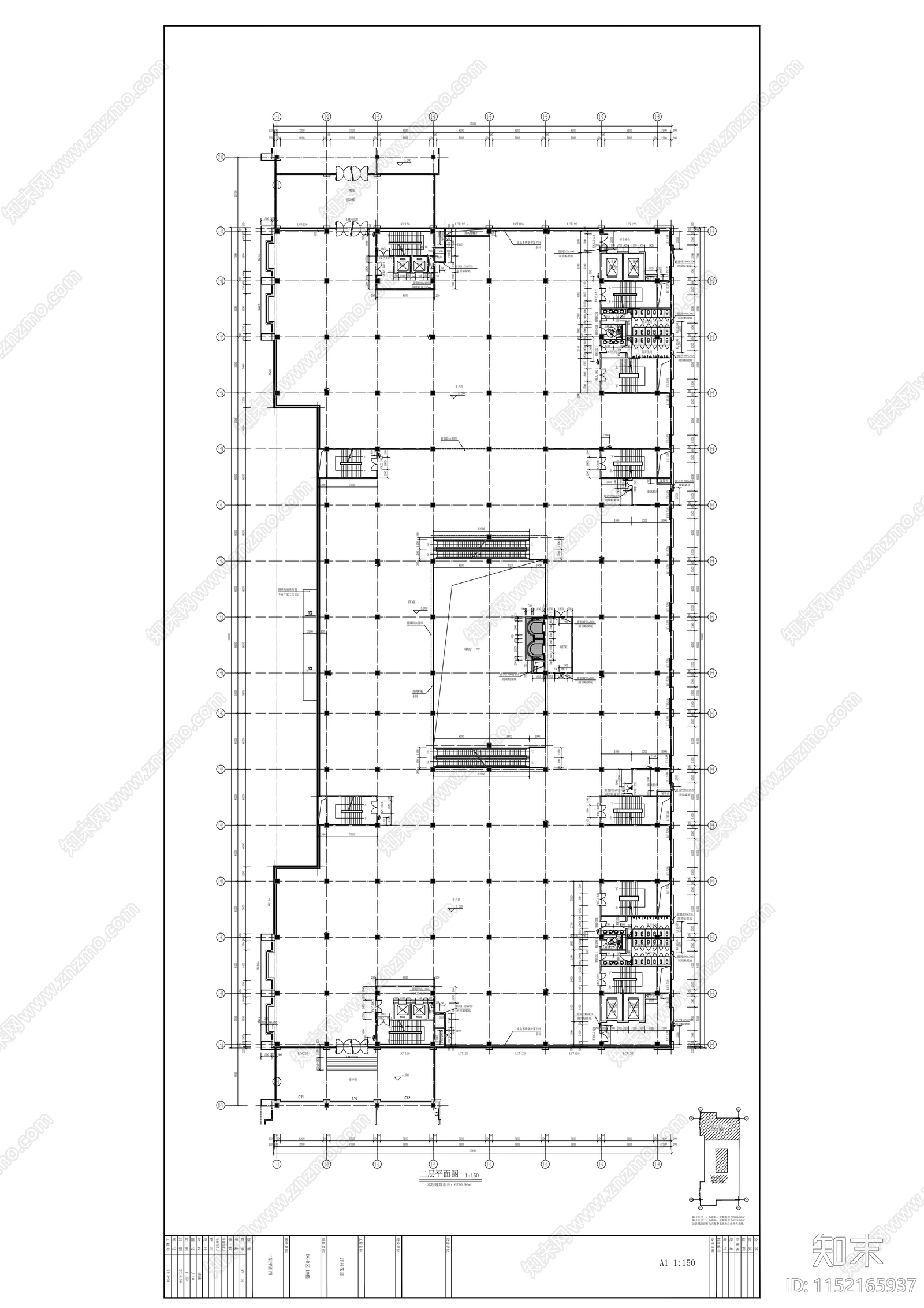 现代幕墙式多层商业建筑cad施工图下载【ID:1152165937】