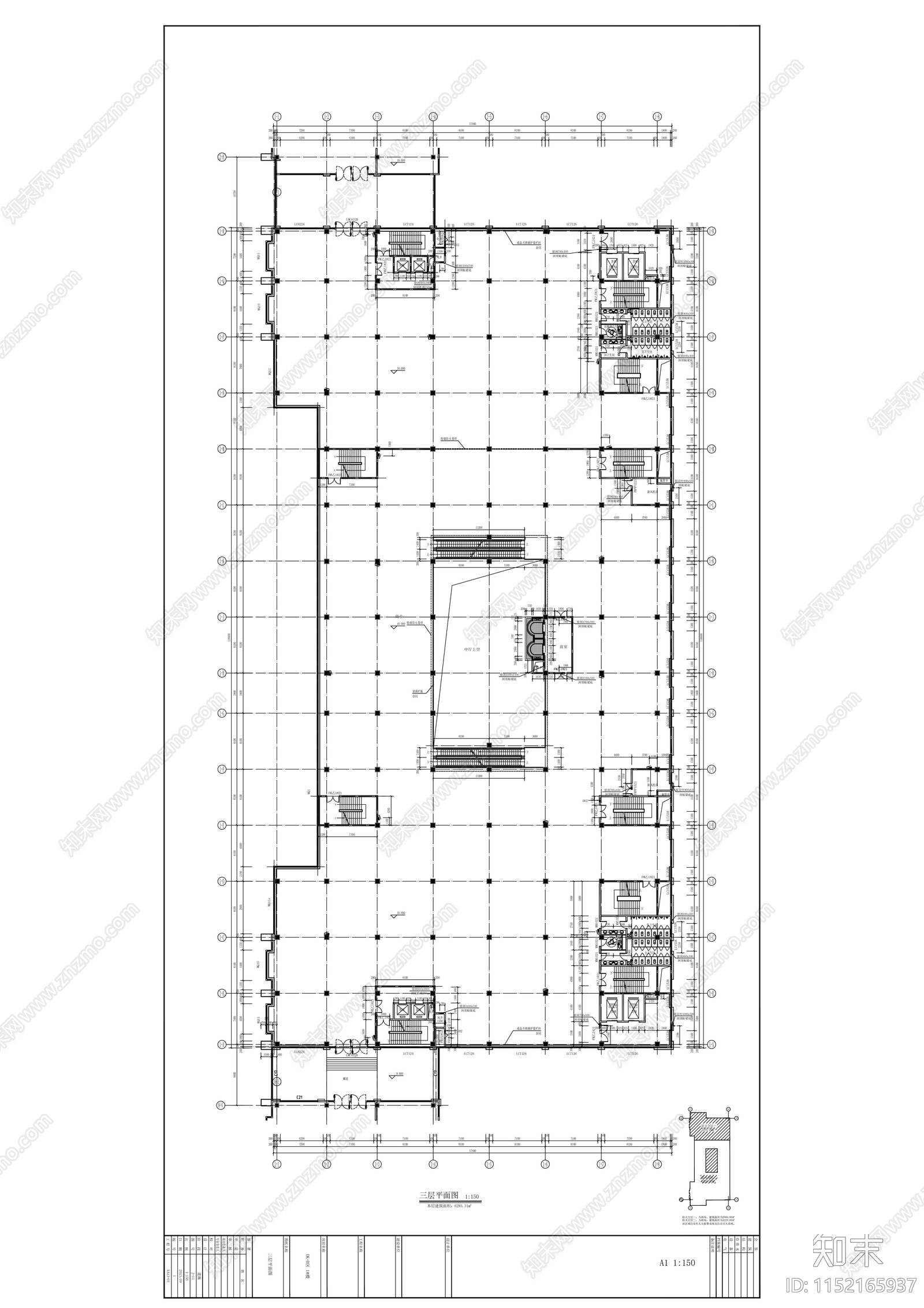 现代幕墙式多层商业建筑cad施工图下载【ID:1152165937】