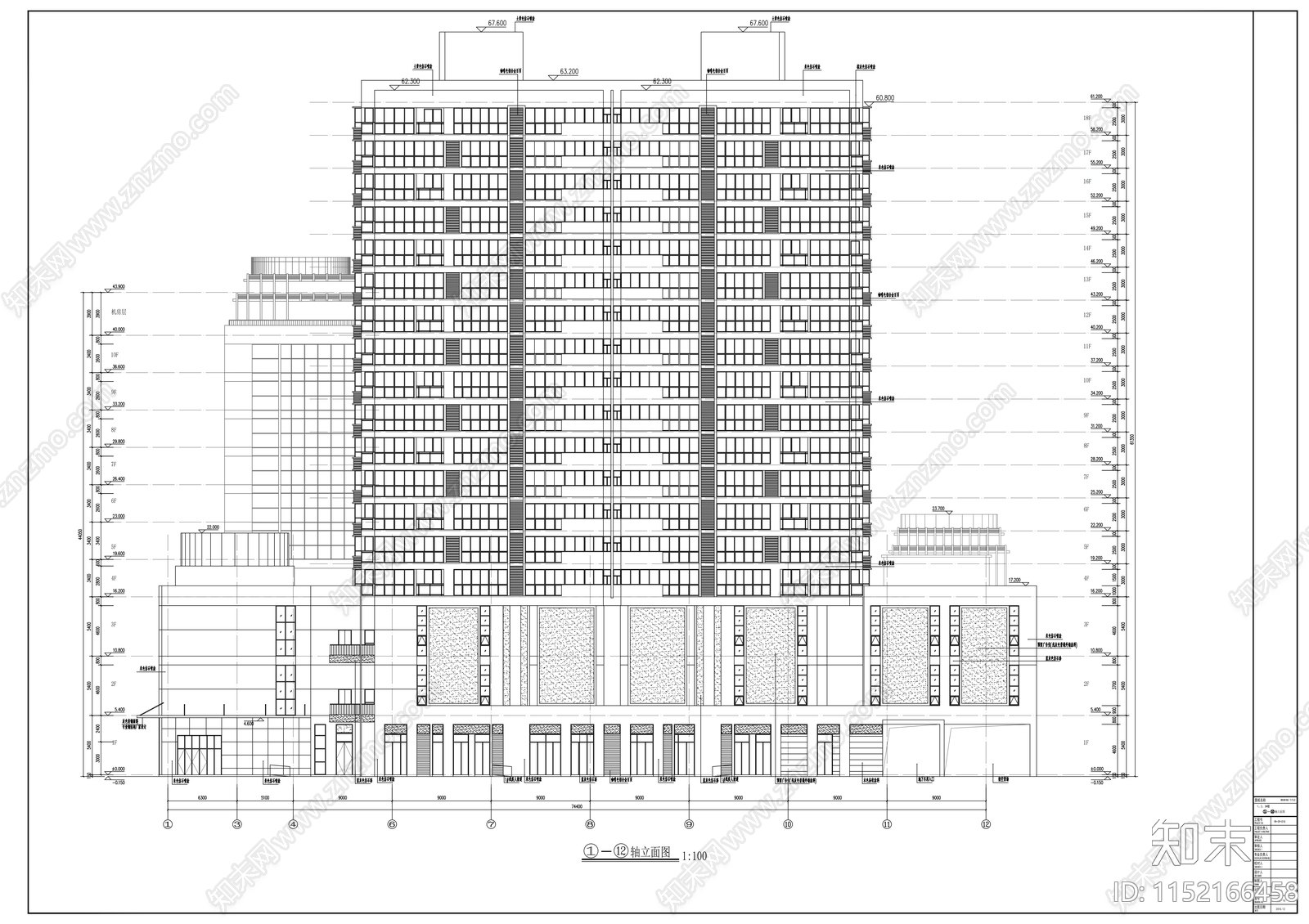 商业综合体建筑cad施工图下载【ID:1152166458】