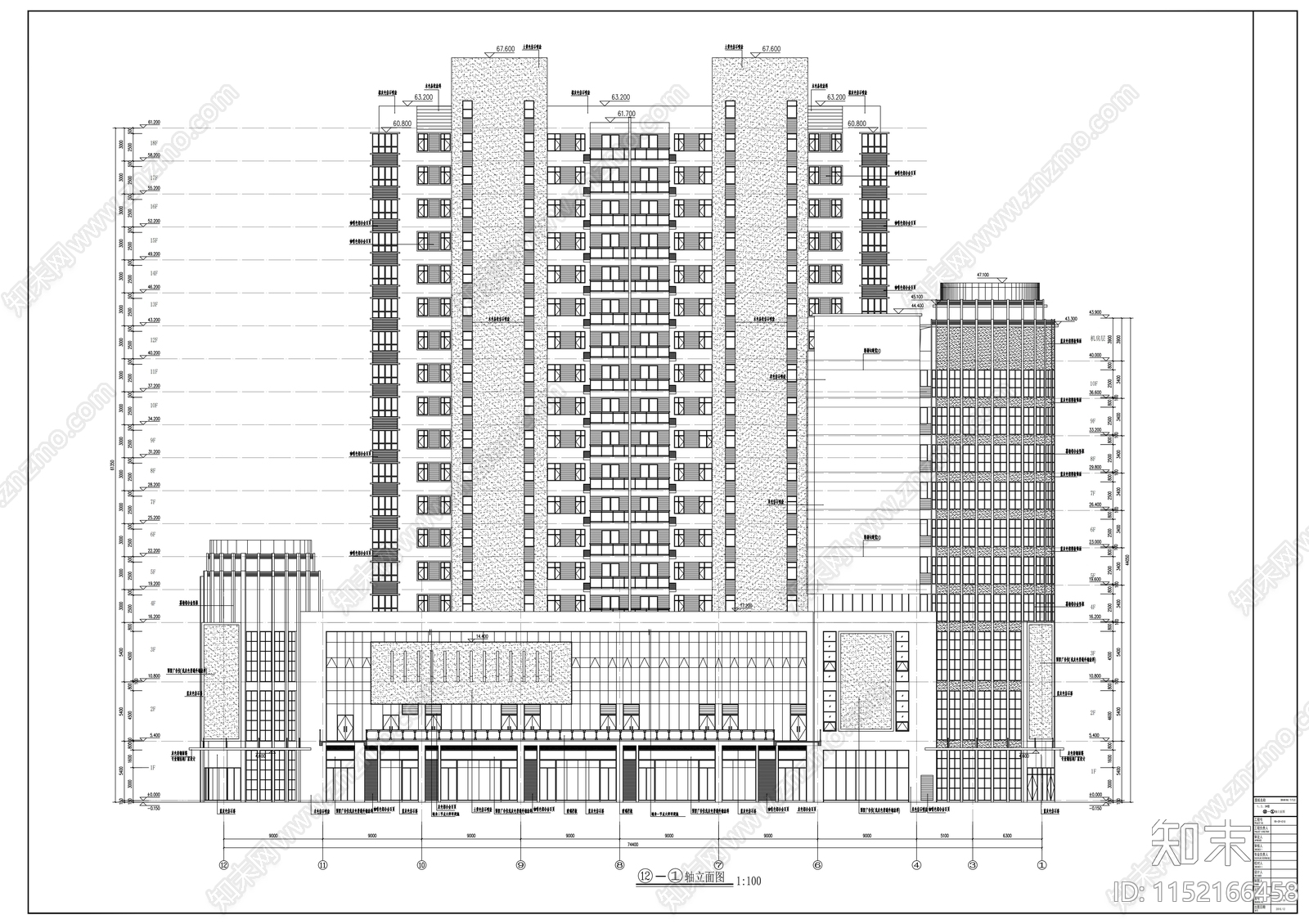 商业综合体建筑cad施工图下载【ID:1152166458】