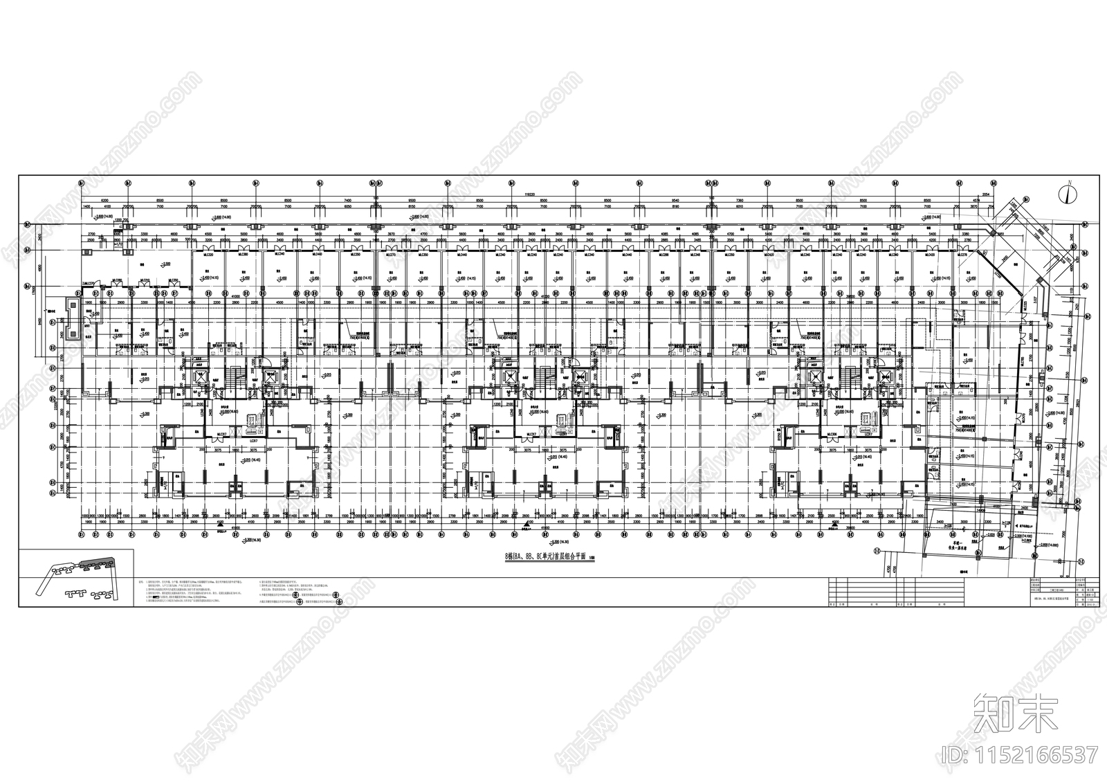 住宅区底商建筑cad施工图下载【ID:1152166537】