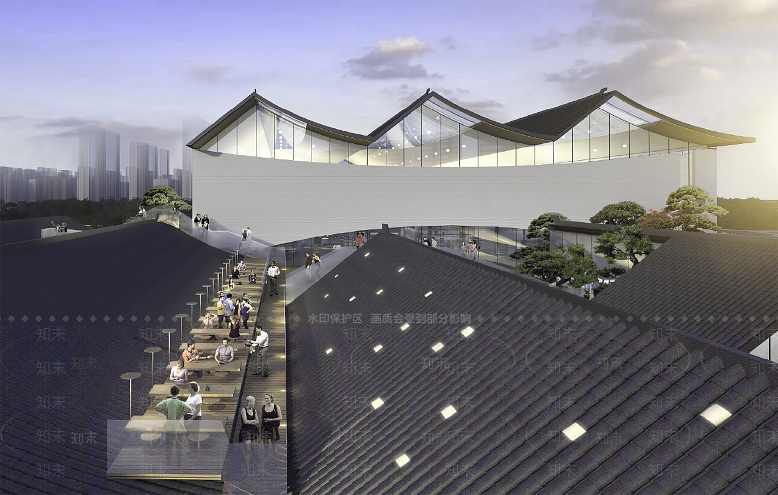 新中式展览馆建筑SU模型下载【ID:1152167846】