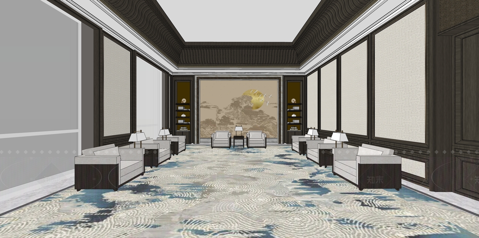 新中式接待室SU模型下载【ID:1215941391】