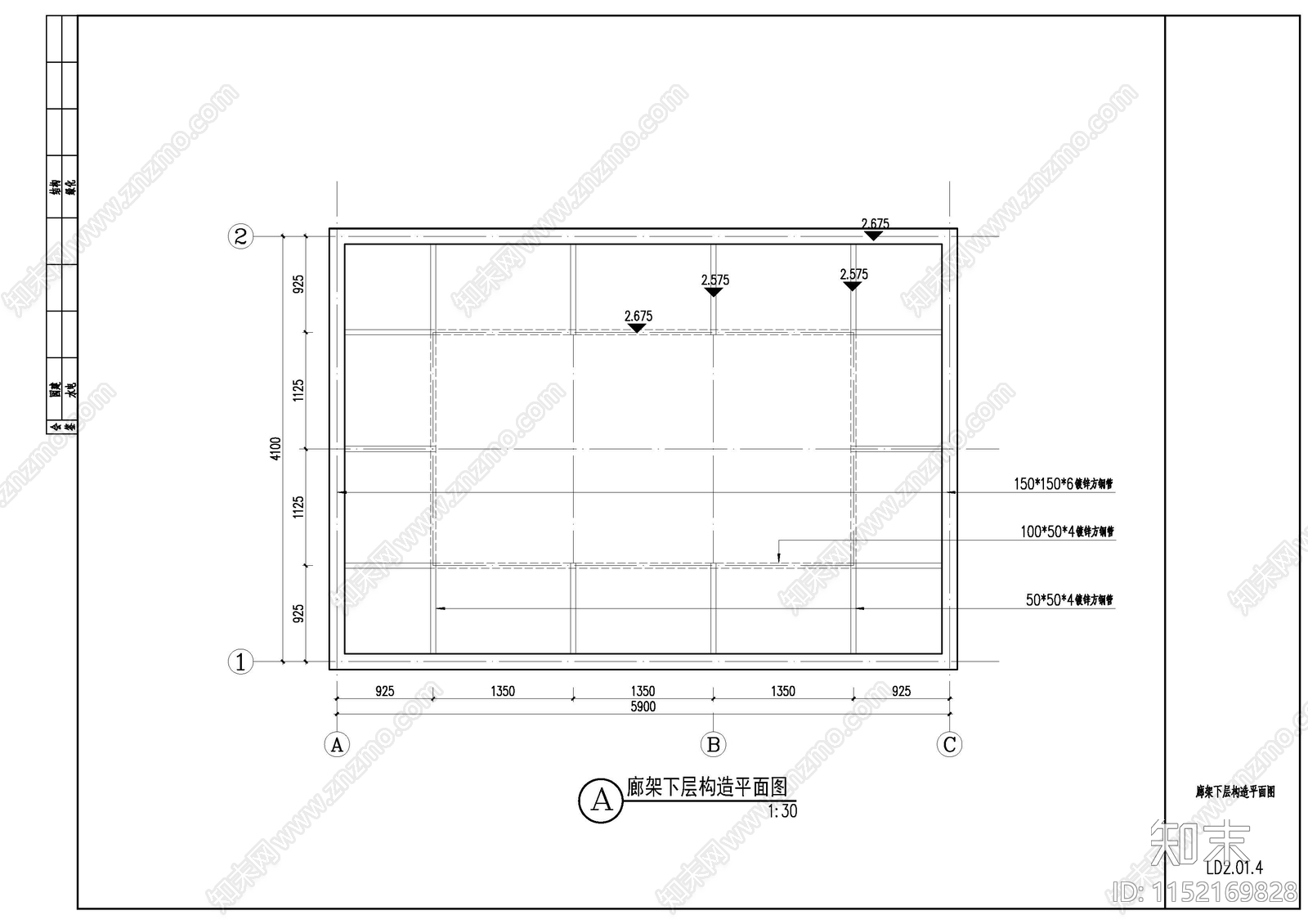 现代常规不锈钢景观廊架cad施工图下载【ID:1152169828】