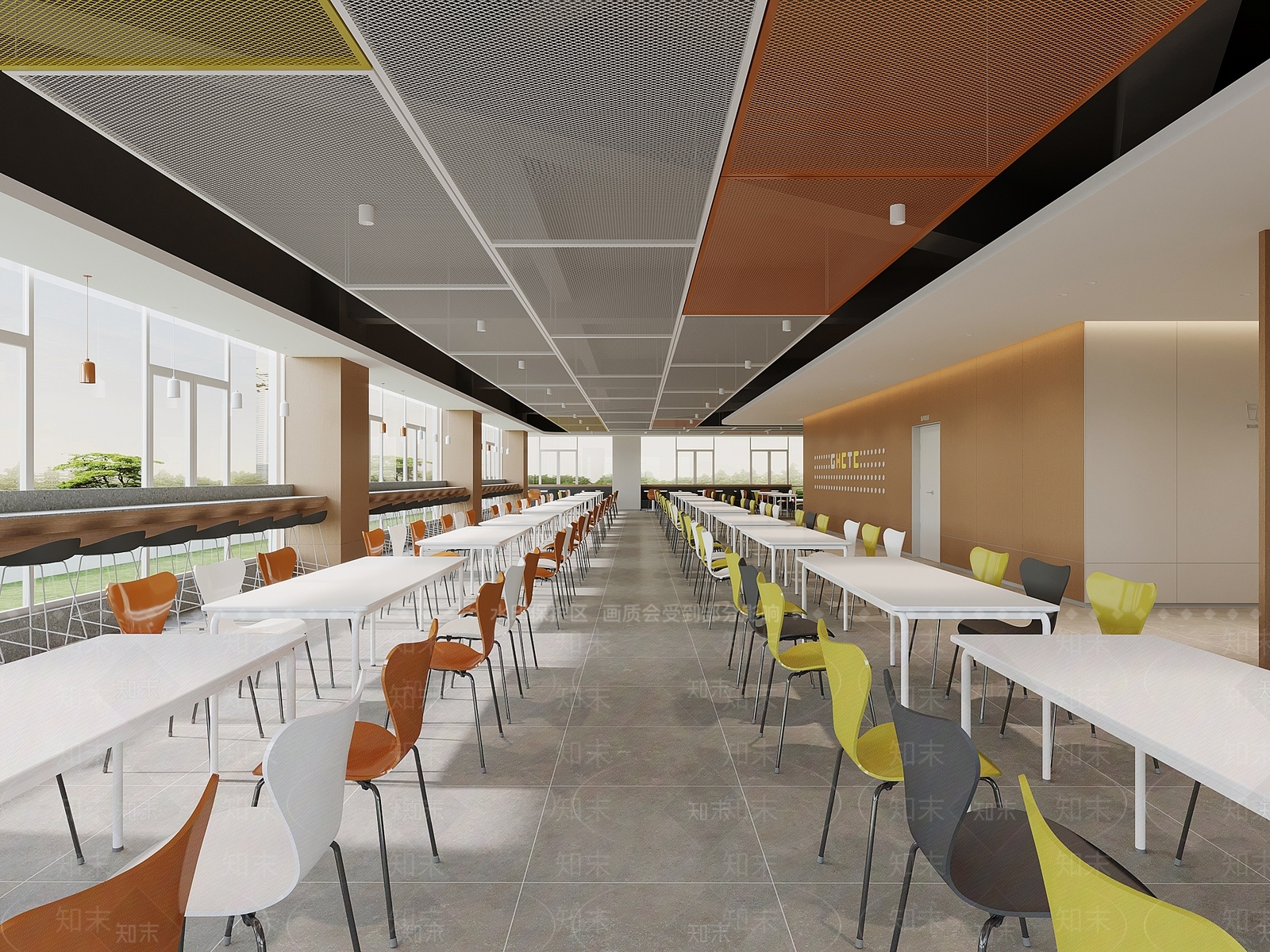 现代学校食堂3D模型下载【ID:1152169223】