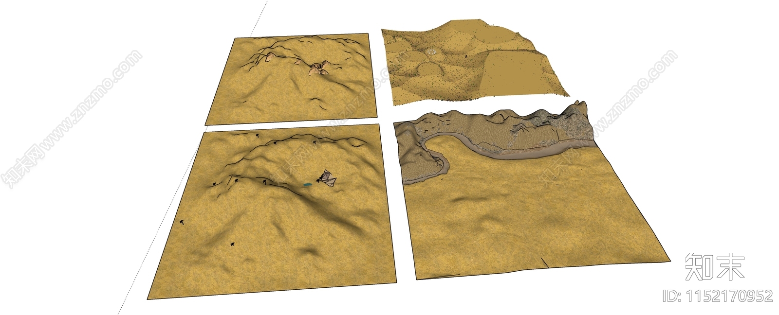 现代荒漠山脉地形景观SU模型下载【ID:1152170952】