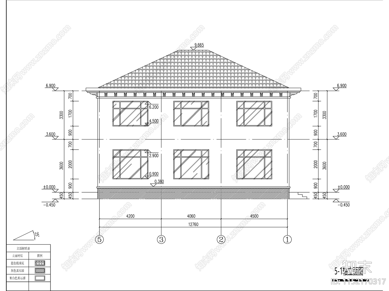 欧式两层独栋别墅建筑施工图下载【ID:1152170317】