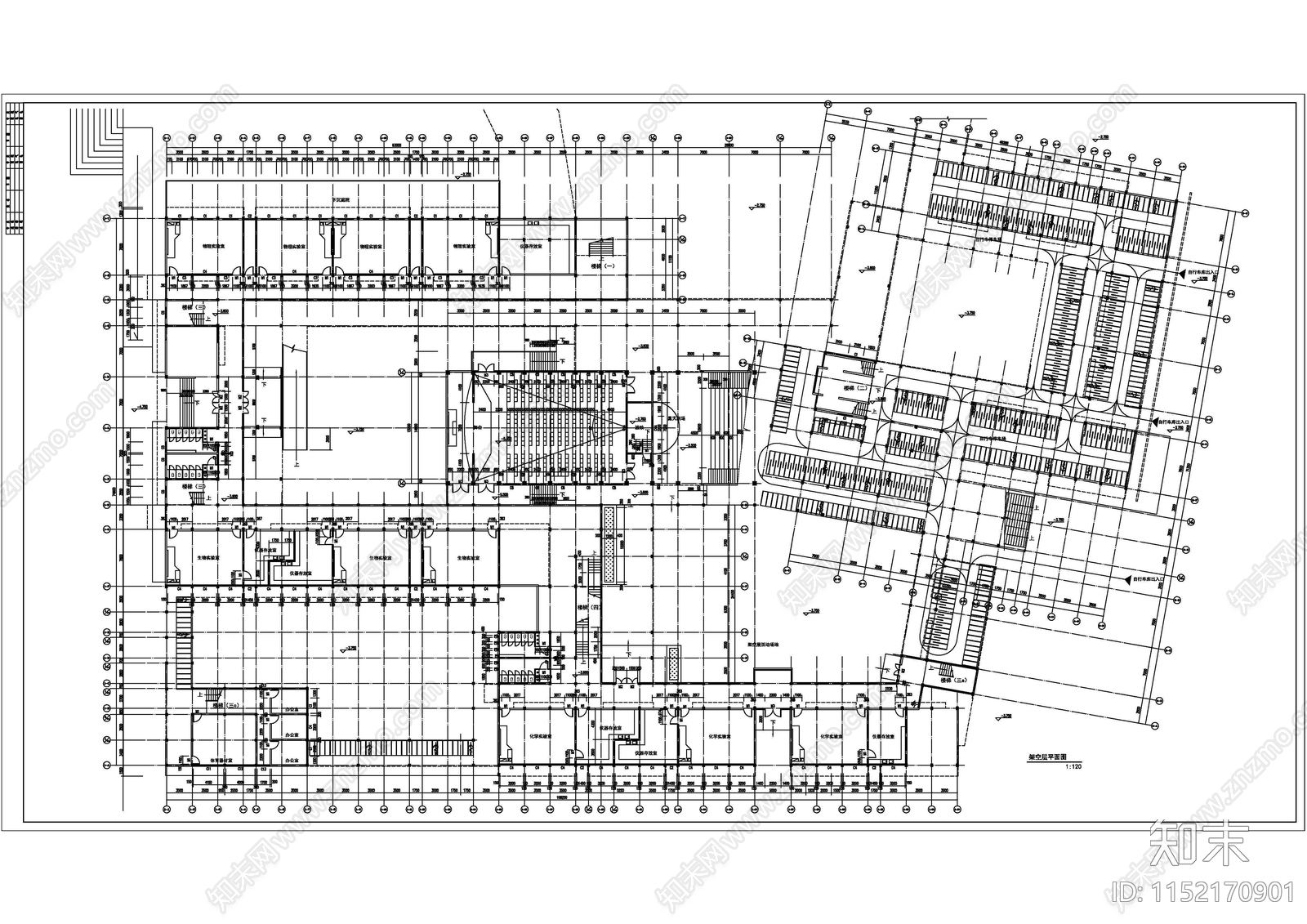 教学楼建筑cad施工图下载【ID:1152170901】