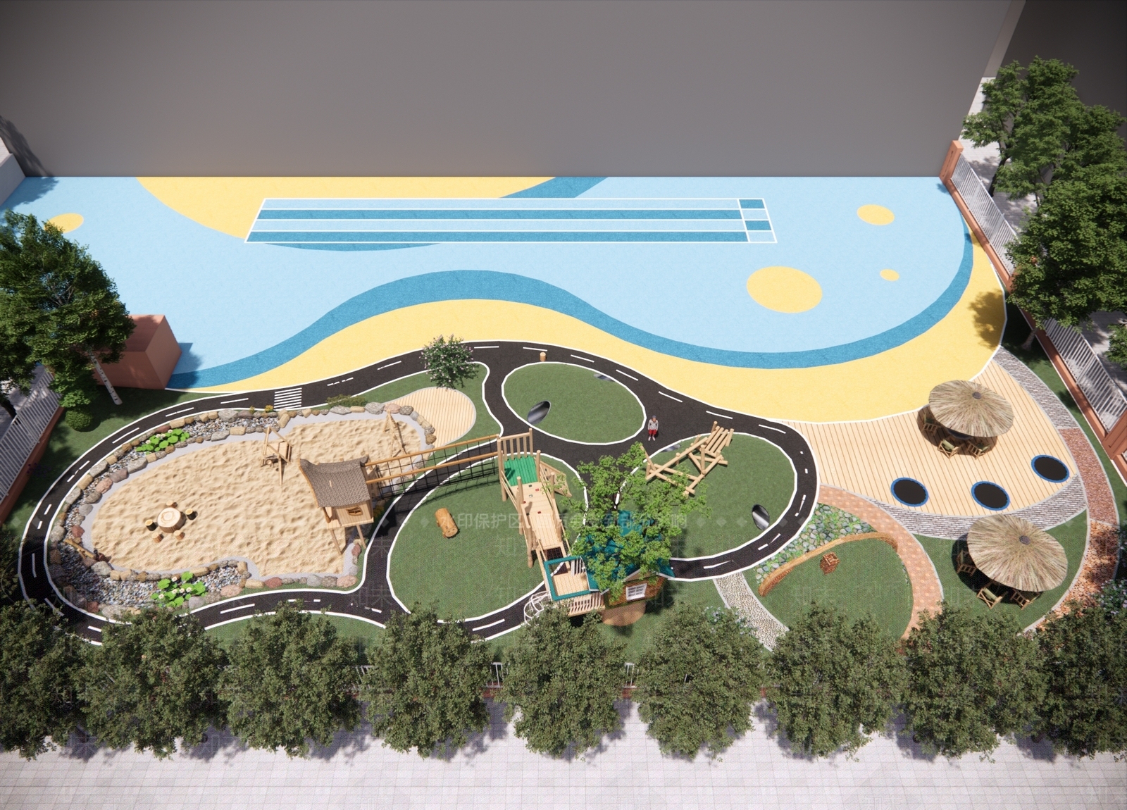 现代幼儿园儿童游乐区SU模型下载【ID:1152173063】