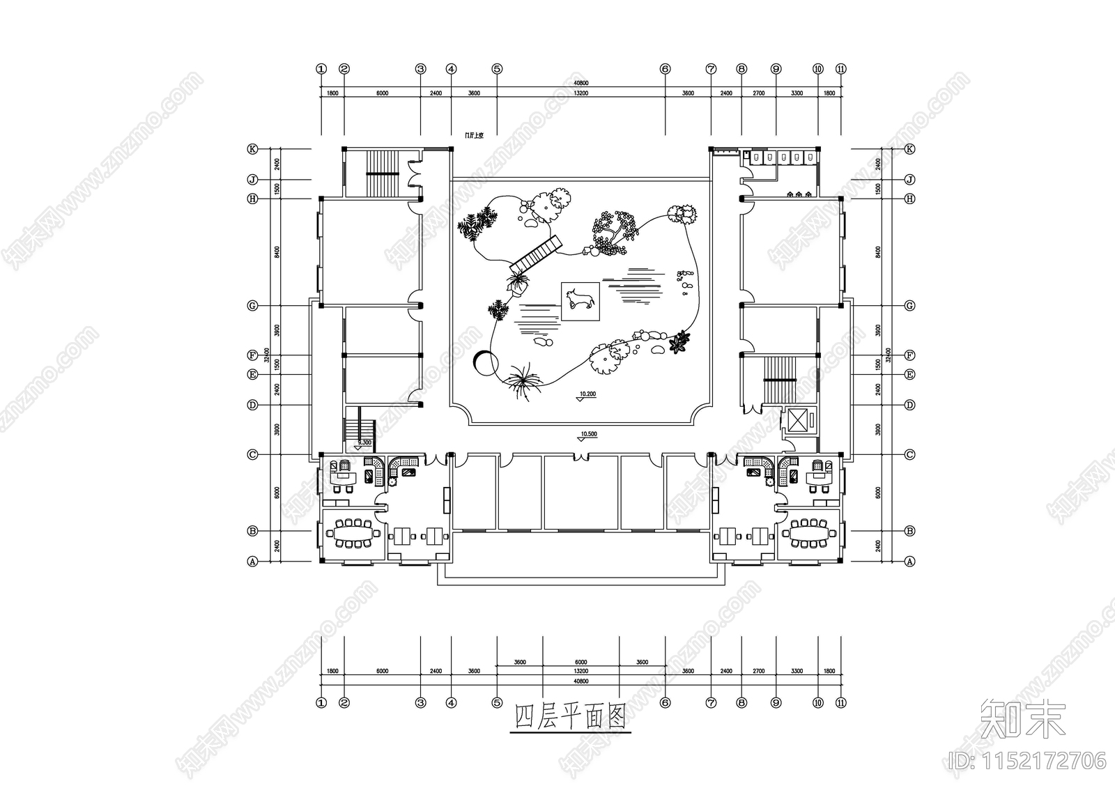 四层办公楼平面图施工图下载【ID:1152172706】