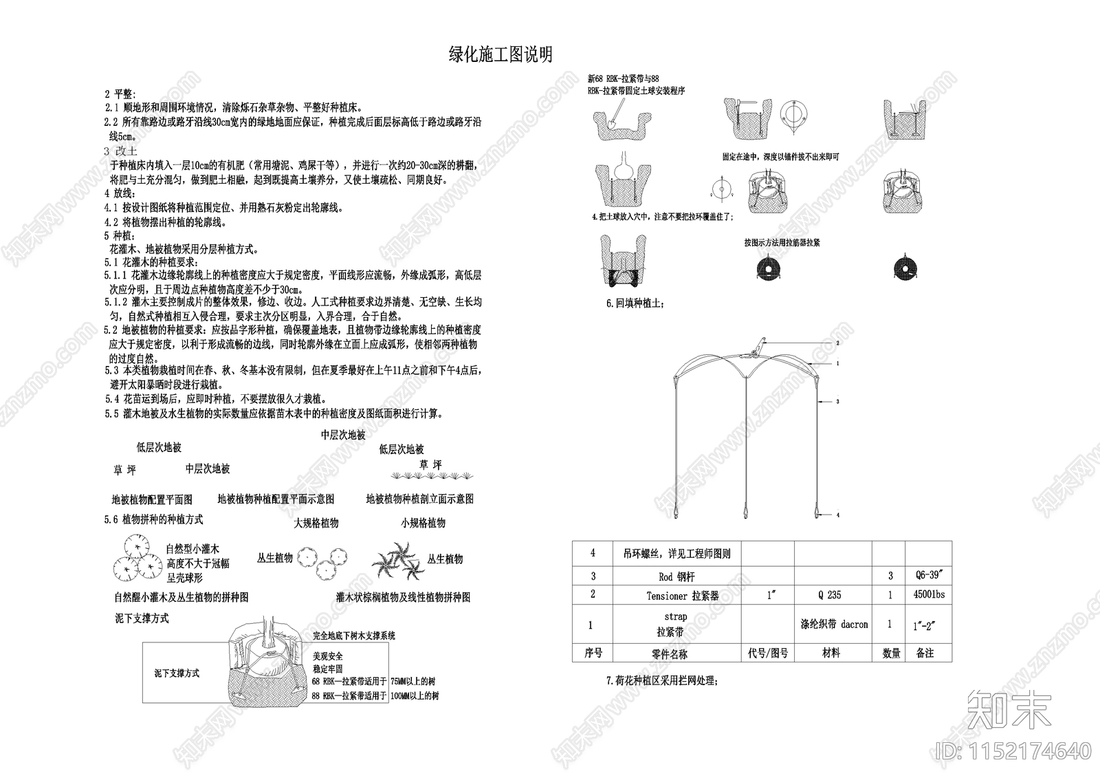 绿化种植施工说明cad施工图下载【ID:1152174640】