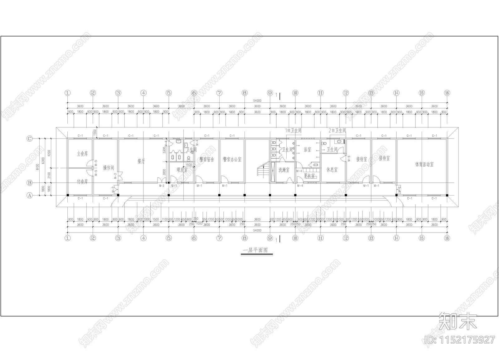 警察办事处方案图cad施工图下载【ID:1152175927】