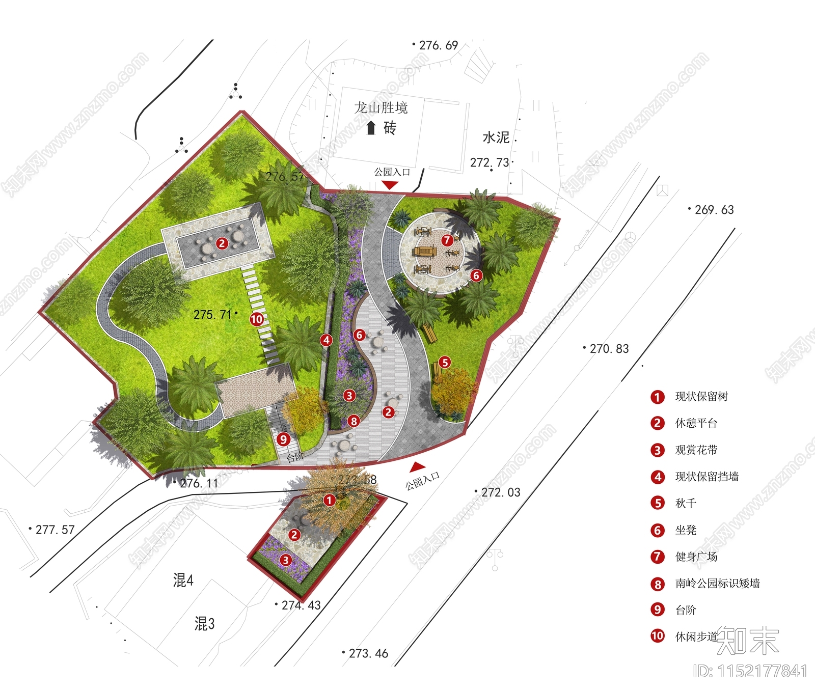 街头公园景观设计平面图施工图下载【ID:1152177841】